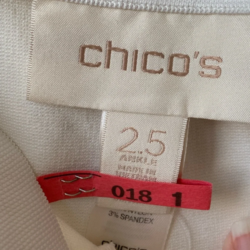 CHICO’S Women’s Off White Heavy Weight Pull On Rayon Nylon Spandex Pants